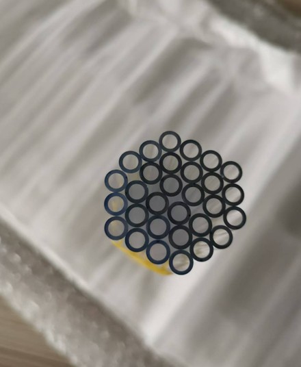 Black carbon deposits will appear at the cut edges of the laser-cut quartz tube.